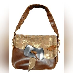Sulay Rodriguez Brown & Gold Shoulder Bag Leather  & Cowhide Handmade Colombia
